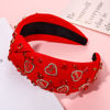 Picture of YAHPERN Valentine’s Day Headband for Women Red Pink Heart Knotted Headband Jeweled Rhinestone Crystal Wide Top Knot Hairband Valentine’s Day Hair Accessories Holiday Gifts