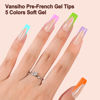 Picture of Vansiho French Gel Nail Tips, 150Pcs Long Square Gel Nail Tips, Pre-French Tips Press on Nails, Soak Off Acrylic Fake Nails for Nail Art DIY 15 Sizes