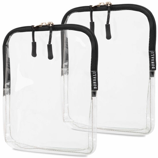 Picture of BORSALI TSA Quart Size Bag Approved for Carry On Travel - One (1) Quart Clear Toiletries, Cosmetic and 3-1-1 Liquids Toiletry Bag - 2 Pack