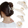Picture of Mehayi 4 PCS Large Pearl Hair Claw Clips for Women Girls, Hair Barrette Clamps for Thick Thin Hair, Fashion Hair Accessories Headwear Styling Tools for Party Wedding