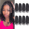 Picture of Pre-twisted Passion Twist Crochet Hair 10 Inch 8 Packs Crochet Passion Twists, Pre Looped Short Passion Twist Hair Crochet Braids Bohemian Crochet Hair #2