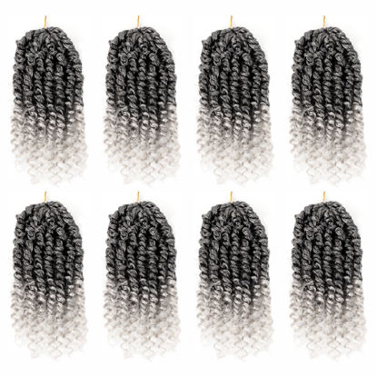 Picture of Bileaf 6 Inch Passion Twist Crochet Hair for Women Pre Looped Passion Twist Hair 8 Packs, Pre-Twisted Short Crochet Passion Twists Bohemian Braiding Hair Crochet Twist Hair for Girls T-Gray