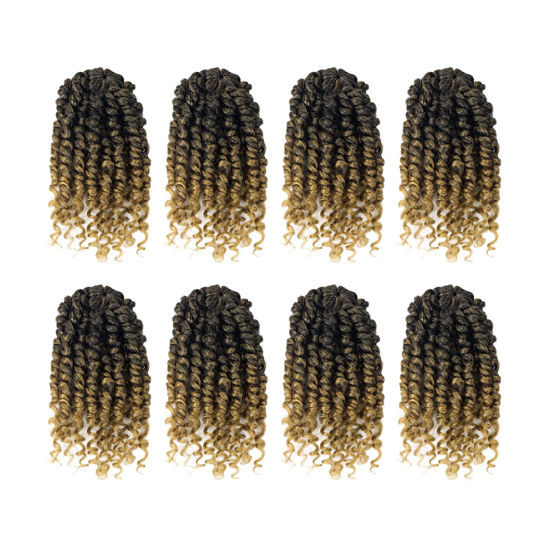 Picture of Bileaf Short Passion Twist Hair 6 Inch Pre-twisted Passion Twist Crochet Hair 8 Packs Pre-looped Crochet Passion Twist Braiding Hair for Women and Kids Bohemian Synthetic Hair Extensions T27