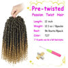 Picture of Bileaf 8 Packs Pre-twisted Passion Twist Crochet Hair for Crochet 12 Inch Ombre Passion Twist Hair, Short Passion Twists Hair Pre Looped Crochet Passion Twist Braids T27