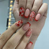 Picture of French Tip Press on Nails Short Square Fake Nails Red Acrylic Nails with Heart Design Stick on Nails Artificial Full Cover Glossy Red Glue on Nails for Women Girls Valentine's Day Manicure 24pcs…
