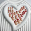 Picture of French Tip Press on Nails Short Square Fake Nails Red Acrylic Nails with Heart Design Stick on Nails Artificial Full Cover Glossy Red Glue on Nails for Women Girls Valentine's Day Manicure 24pcs…