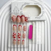 Picture of French Tip Press on Nails Short Square Fake Nails Red Acrylic Nails with Heart Design Stick on Nails Artificial Full Cover Glossy Red Glue on Nails for Women Girls Valentine's Day Manicure 24pcs…