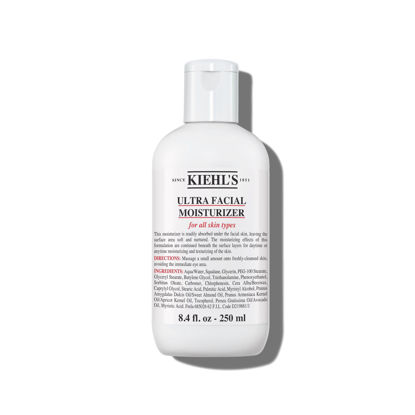 Picture of Kiehl's Ultra Facial Moisturizer, for Easy Daily Hydration, Infused with Squalane and Glycerin, Replenishes Moisture Barrier and Softens Skin, Suitable for All Skin Types, Fragrance-Free - 8.4 fl oz