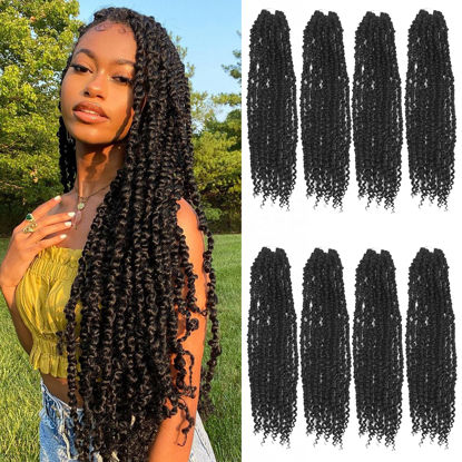 Picture of Passion Twist Hair Pre-twisted 24 Inch Passion Twist Crochet Hair 8 Packs, Pre Looped Crochet Passion Twist Hair for Women Girls and Kids Crochet Braids Bohemian Crochet Hair Extensions 1B