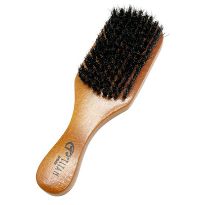 Picture of Titan Club Wave Brush for Men - 100% Natural Boar Bristles, Durable Wooden Handle, Smoothing Brush for All Hair Types, Restores Shine and Waves