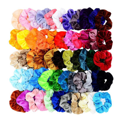 Picture of Chloven 55 Pcs Premium Velvet Hair Scrunchies Elastics Bobbles Hair Bands Scrunchy Hair Ties Ropes Scrunchies for Women Girls Accessories