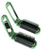 Picture of 2 Green ALAZCO Folding Hair Brush With Mirror Compact Pocket Size Travel Car Gym Bag Purse Locker Swimming Camping Sleepover Gift and more