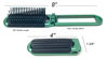 Picture of 2 Green ALAZCO Folding Hair Brush With Mirror Compact Pocket Size Travel Car Gym Bag Purse Locker Swimming Camping Sleepover Gift and more