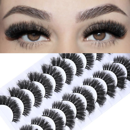 Picture of FARRED Natural Lashes Short False Eyelashes Wispy Mink Eye Lash Fluffy Wispies Eyelash Natural Look 10 Pairs Fake Lashes Pack Volume Lash Strips Pestañas