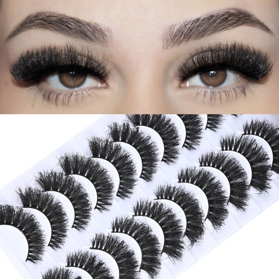 Picture of FARRED Natural Lashes Short False Eyelashes Wispy Mink Eye Lash Fluffy Wispies Eyelash Natural Look 10 Pairs Fake Lashes Pack Volume Lash Strips Pestañas