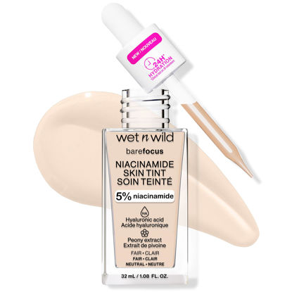 Picture of wet n wild Bare Focus Skin Tint, 5% Niacinamide Enriched, Buildable Sheer Lightweight Coverage, Natural Radiant Finish, Hyaluronic & Vitamin Hydration Boost, Cruelty-Free & Vegan - Fair