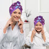 Picture of Basumee Microfiber Hair Towel Wrap for Kids 2 Pack Rapid Drying Hair Towel with Button Hair Turbans for Wet Hair Wraps Head Towel Wrap for Women and Girls, Dark Unicorn