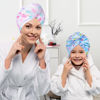 Picture of Basumee Microfiber Hair Towel Wrap for Kids 2 Pack Rapid Drying Hair Towel with Button Hair Turbans for Wet Hair Wraps Head Towel Wrap for Women and Girls, Flower