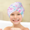 Picture of Basumee Microfiber Hair Towel Wrap for Kids 2 Pack Rapid Drying Hair Towel with Button Hair Turbans for Wet Hair Wraps Head Towel Wrap for Women and Girls, Flower
