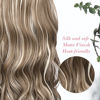 Picture of REECHO Clip in hair extensions, 20" Curly Wavy Synthetic HE008 Hairpieces for Women - Ash Brown with Platium Highlights