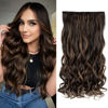 Picture of REECHO 20" 1-pack 3/4 Full Head Curly Wave Clips in on Synthetic Hair Extensions HE008 Hair pieces for Women 5 Clips 4.5 Oz Per Piece - Chocolate Brown with Highlights
