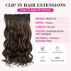 Picture of REECHO 20" 1-pack 3/4 Full Head Curly Wave Clips in on Synthetic Hair Extensions HE008 Hair pieces for Women 5 Clips 4.5 Oz Per Piece - Chocolate Brown with Highlights