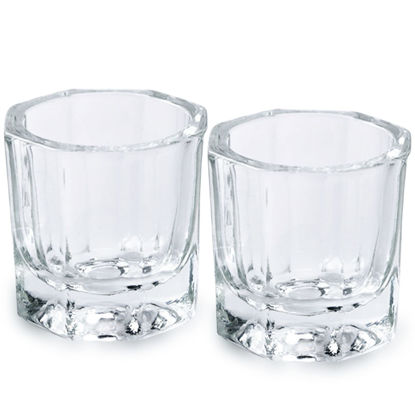 Picture of Bulex 2 Pack Dappen Dish Cups for Nail Art Acrylic Liquid - Clear Glass Nail Monomer Liquid Bowl Dampen Dish Acrylic Powder Holder, Acrylic Glass Jar for Nails