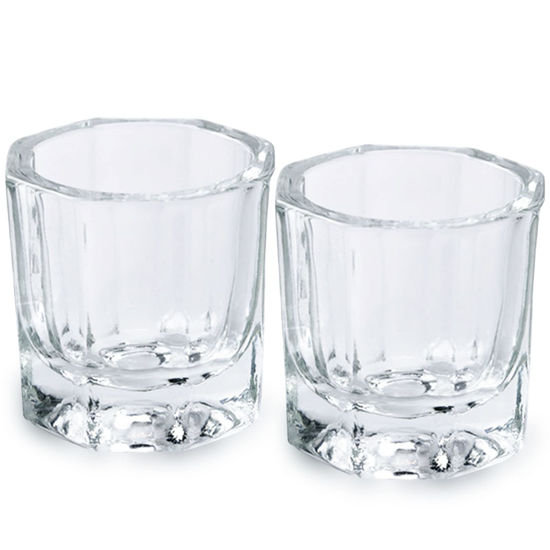 Picture of Bulex 2 Pack Dappen Dish Cups for Nail Art Acrylic Liquid - Clear Glass Nail Monomer Liquid Bowl Dampen Dish Acrylic Powder Holder, Acrylic Glass Jar for Nails