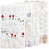 Picture of French Pattern Roses White Nail Art Accessories 5D Embossed Nail Art Stickers, Romantic Rose Nail Decals Nail Art Design Self Adhesive Nail Supplies for Women Manicure Decoration by HAIIDOAK