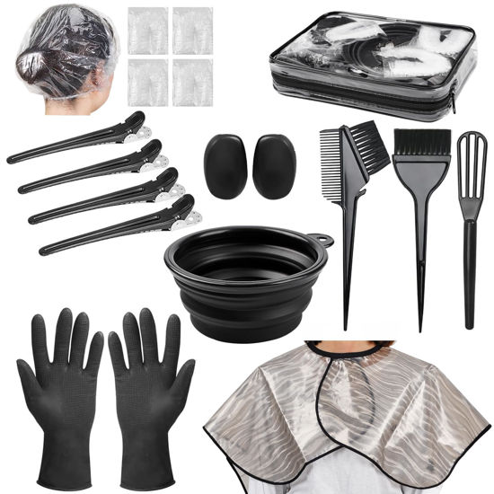 Picture of Xarchy 19 Pcs Professional Hair Bleach Kit Hair Coloring Products with Hair Dye Brush, Hair Color Bowl, Hairclips, Applicator, Earmuffs for Hair Highlighting and Hair Coloring at Home