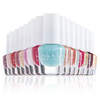 Picture of Nicole Miller Mini Nail Polish Set - Glossy, Vibrant Colors for Fingernails & Toenails, Purple