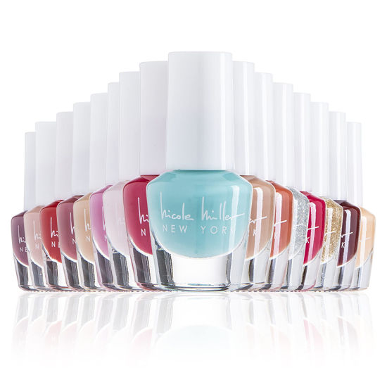 Picture of Nicole Miller Mini Nail Polish Set - Glossy, Vibrant Colors for Fingernails & Toenails, Purple