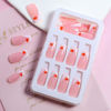 Picture of Vaalentine's Day Press on Nails Medium Coffin Fake Nails with V Shap White French Tip Red Heart Designs Pink Full Cover Glue on Nails Press ons Glossy Valentines False Nails for Women Girls 24 Pcs