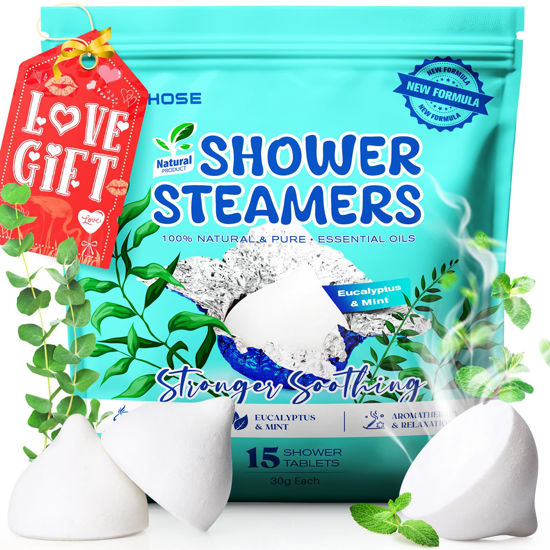 Picture of POPCHOSE Shower Steamers Aromatherapy 15 Pack, Valentines Day Gifts for Her - Chocolate Shaped, Birthday Gift for Women & Men, Eucalyptus Natural Essential Oils for Sinus Relief, Home Spa & Self Care