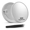 Picture of Macaki 20X Magnifying Mirror with 2 Suction Cups, 3.5 inches Magnified Makeup Mirror and Slant Tweezers,Grey，1PCS
