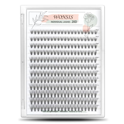 Picture of WONSIS Lash Clusters, Individual Lashes, 240 Pcs 20D Individual Lash Extensions, Volume Soft Lightweight Reusable DIY Eyelash Extensions, Thickness 0.07mm C Curl False Eyelashes 8/9/10/11/12mm