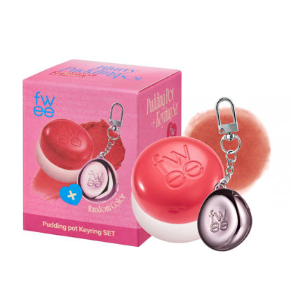 Picture of fwee Lip&Cheek Blurry Pudding Pot + Pendant Keyring | Dear | Random Colored Keyring | Makeup Blush, Buildable Lightweight, Multi-Use Soft Matte Finish | 5g