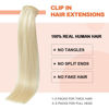 Picture of UGOTRAYS Clip in Hair Extensions Real Human Hair Blonde - 18 inch 120g 7pcs Platinum Blonde 100% Remy Human Hair Clip in Extensions Straight Real Human Hair #60 Platinum Blonde Hair Extensions