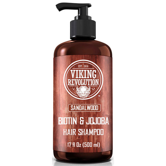 Picture of Viking Revolution Sandalwood Men's Shampoo with Biotin and Jojoba Oil - Men Shampoo Natural Hair Shampoo for Men with Vitamin B5 - Hair Loss Shampoo for Mens Shampoo for Thinning Hair (17 Oz)