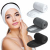 Picture of Denfany Spa Headband 3 Pack Ultra Soft Adjustable Face Wash Headband Terry Cloth Stretch Make Up Wrap for Face Washing, Shower, Facial Mask, Yoga (Black + White + Grey)
