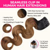 Picture of Lashey Seamless Clip in Hair Extensions Human Hair 150g 9pcs 22 Inch Body Wave Ombre Natural Black to Medium Auburn Clip in Hair Extensions for Women Real Human Hair Extensions