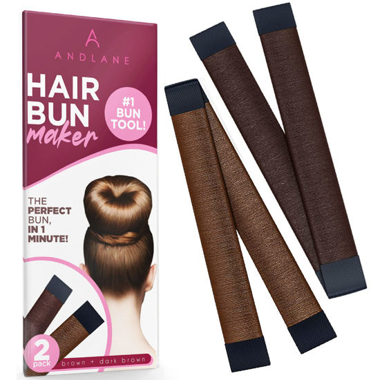 Picture of Women's Hair Bun Maker French Twist Hair Fold Wrap Snap by Andlane (1 Brown, 1 Dark Brown)