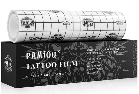 Picture of Pamiou Tattoo Aftercare Bandage 6 Inch x 2 Yards, Second Skin Tattoos Cover Up Patch, Breathable, Waterproof, Transparent, Latex-Free Film, Protective Tape for Recovery