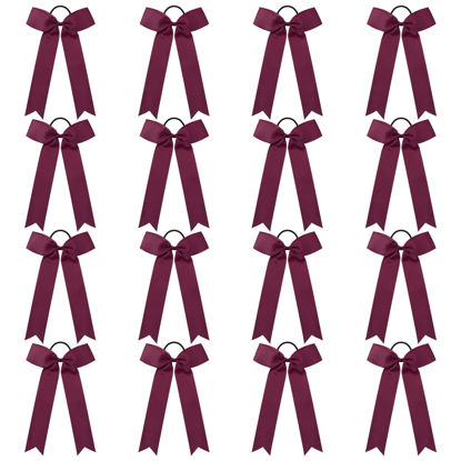 Picture of DEEKA 16 PCS Maroon Collegiate Style Cheer Bows for Girls Teens Softball Cheerleader Sports