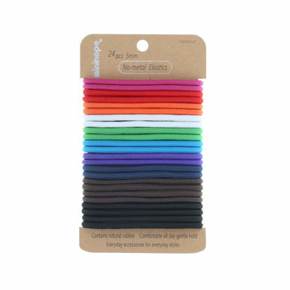 Picture of Minihope no-metal elastic hair ties, women's multicolor thick large elastics, 5MM for thick hair 24 Count