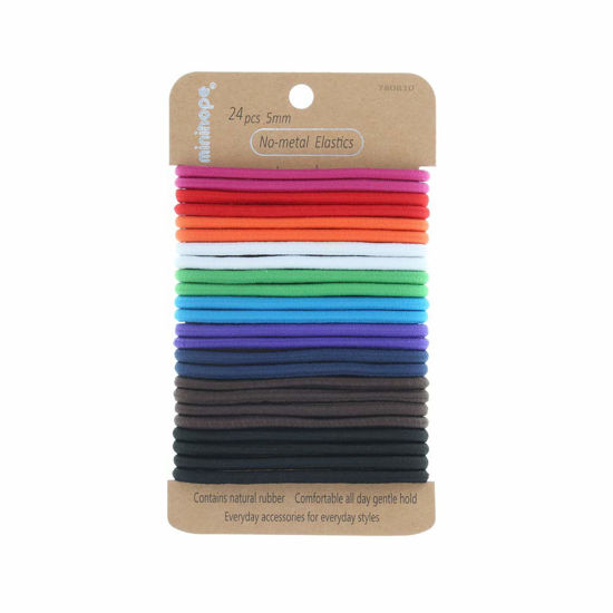 Picture of Minihope no-metal elastic hair ties, women's multicolor thick large elastics, 5MM for thick hair 24 Count