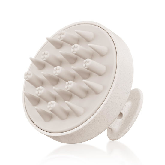 Picture of HEETA Hair Scalp Massager for Hair Growth, Shampoo Brush, Scalp Exfoliator with Soft Silicone Bristles, Scalp Scrubber for Dandruff Removal to Relieve Stress, Wet Dry Hair, Updated Material, Beige