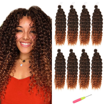 Picture of 10inch Ocean Wave Crochet Hair Soft Deep Wave Braiding Hair 8Packs Synthetic Curly Crochet Hair (10”, 1BT30)