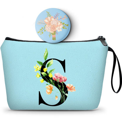 Picture of Gifts for Women Birthday Unique, Makeup Bag, Gifts for Mom Birthday, Bride to be Gifts,Bridal Shower Gift, Womens Gifts for Birthday, Initial Gifts for Women,Cosmetic Bag with Mirror,Christmas Gifts,S