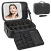 Picture of Relavel Makeup Train Case With LED Mirror, Professional Travel Cosmetic Bag with Removable Partitions,Compact Makeup Organizer, Waterproof Toiletry Case for Women, Black